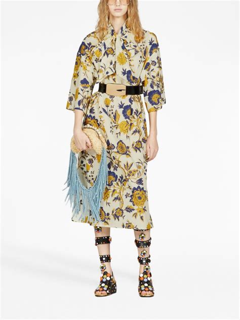 gucci dress blue flowers|Gucci floral kimono.